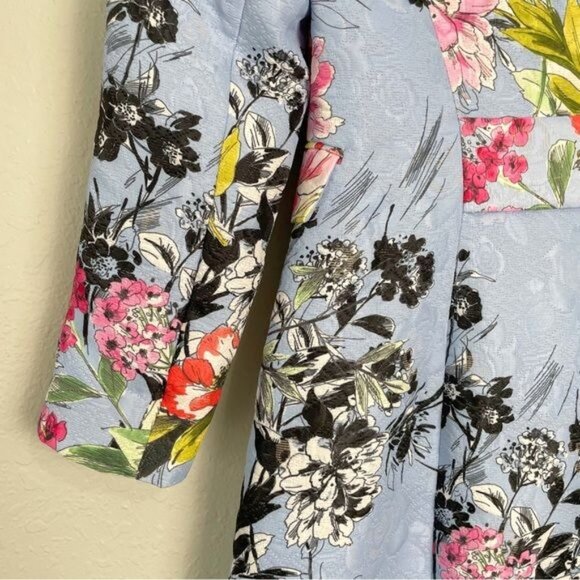 Carlisle Collection blue floral button front quilted coat jacket 2 - Picture 11 of 14